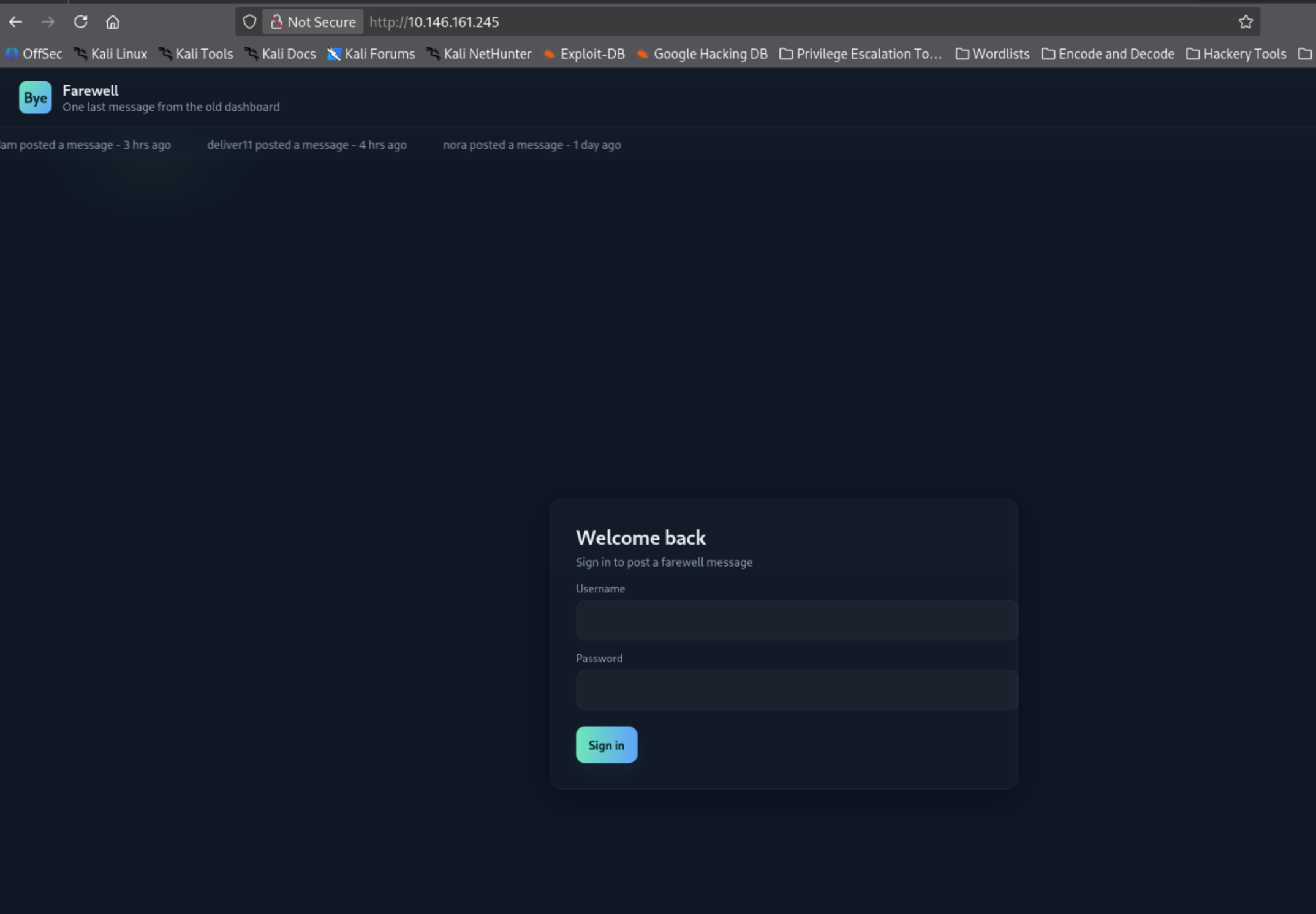 homepage in browser with farewell messages scrolling across the banner